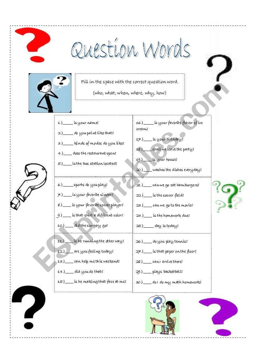 Question Words worksheet