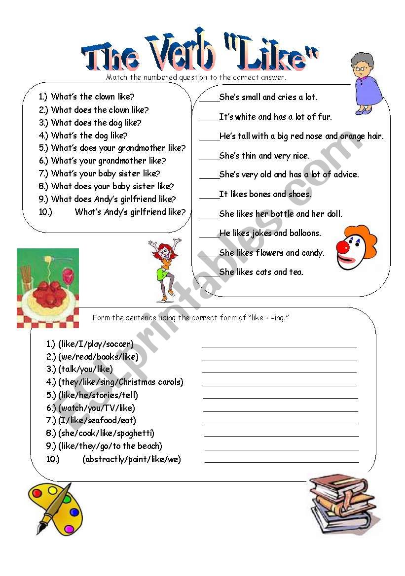 The Verb Like worksheet