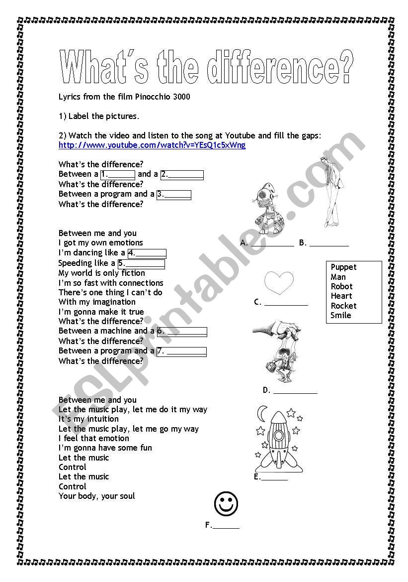 Pinocchio 3000 - Lyrics worksheet