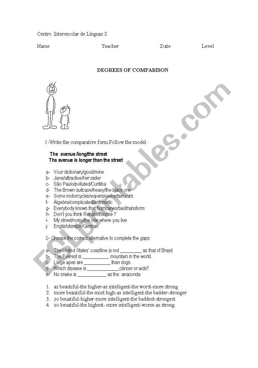 comparative degrees worksheet