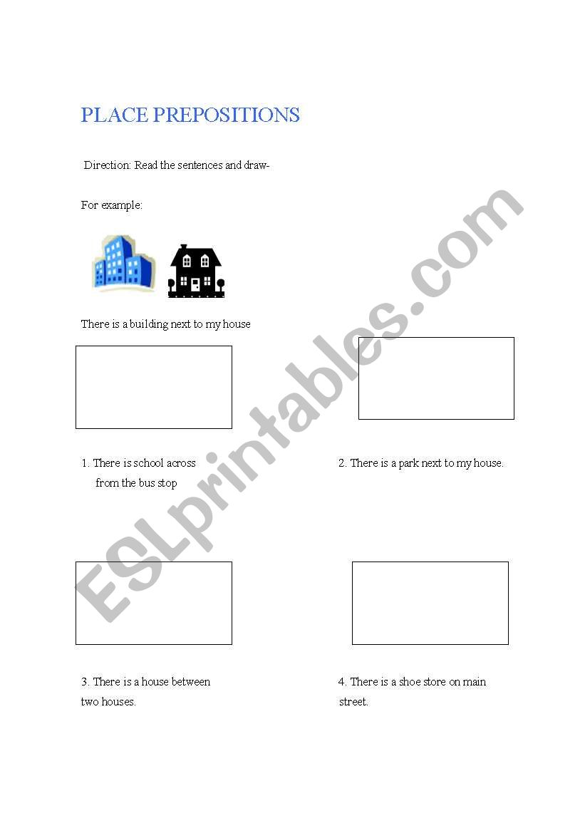 PLACE PREPOSITIONS worksheet