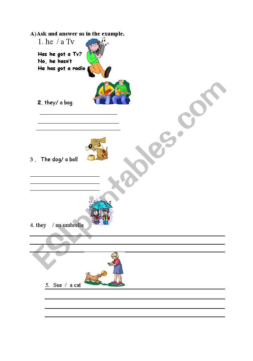 have got and has got  worksheet