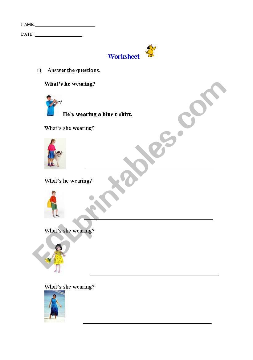 What is he wearing? worksheet