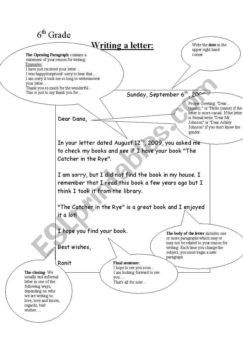 Writing a letter worksheet