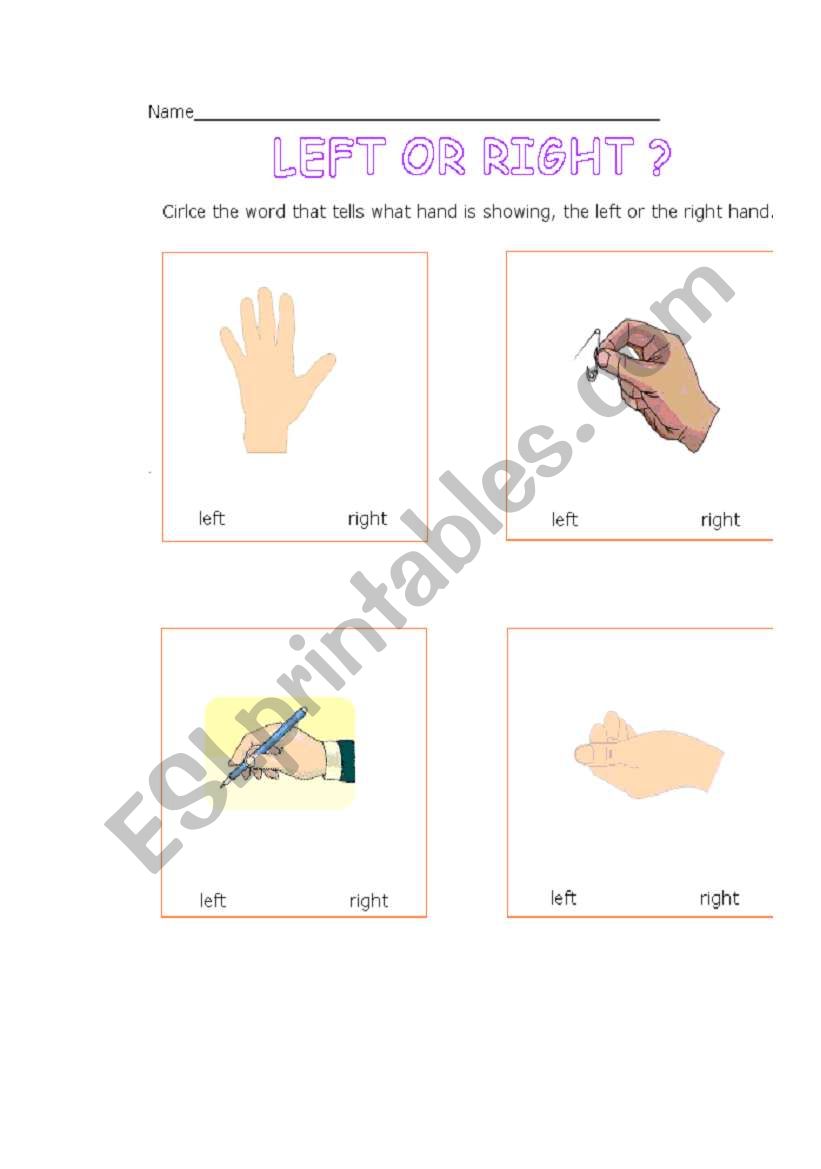 left or right worksheet