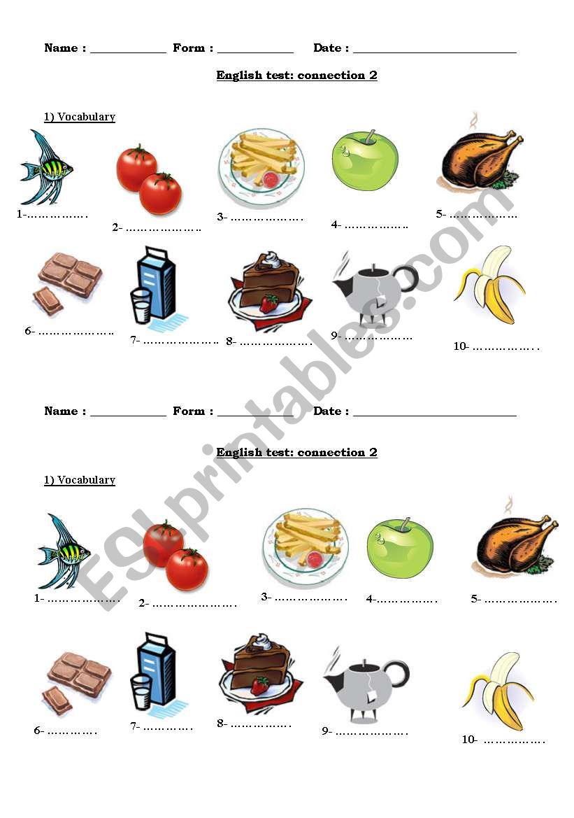 food test worksheet