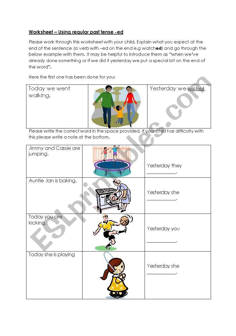 Regular past tense worksheet. 