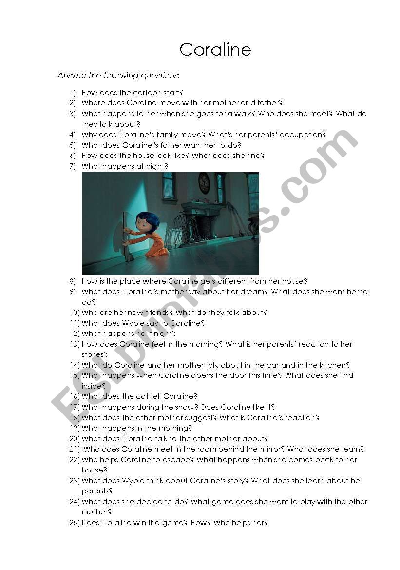 CORALINE worksheet