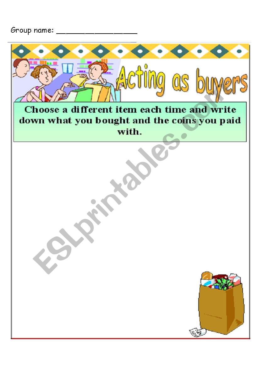 Acting as buyers!! worksheet