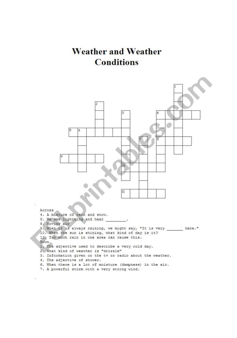 Weather and Weather Conditions Crossword