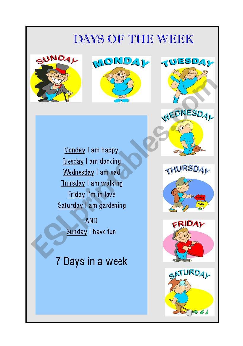 Days of the week worksheet