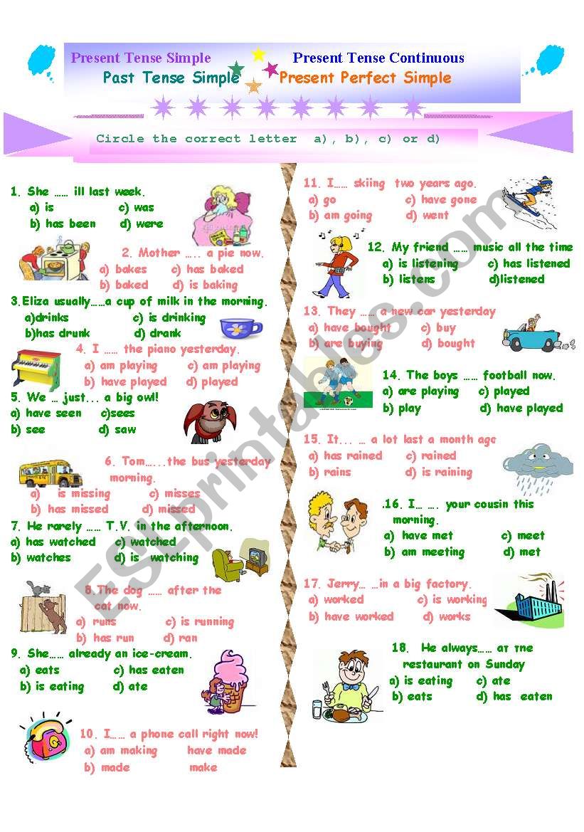  Tenses worksheet