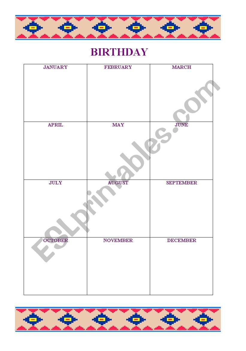 birthday worksheet