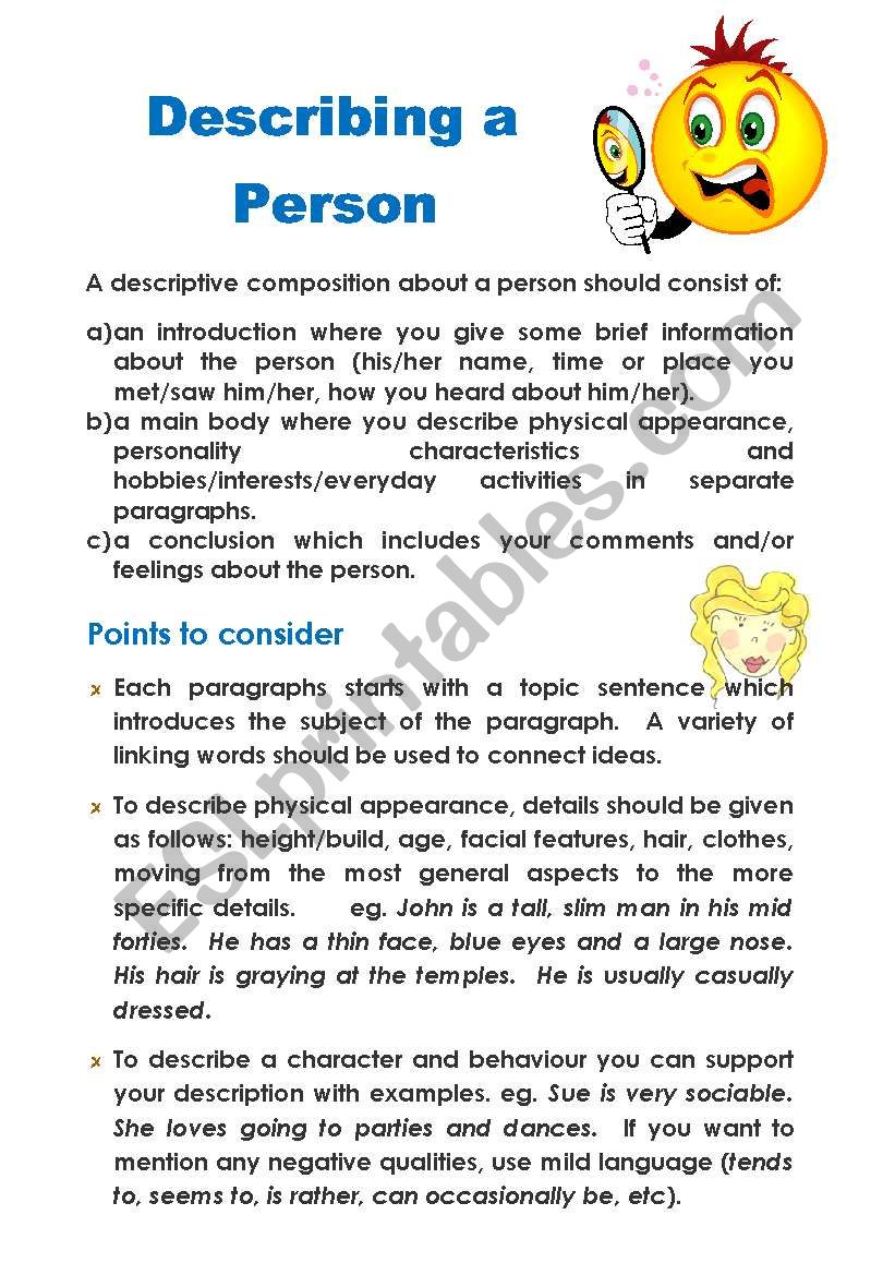 description of a person example paragraph