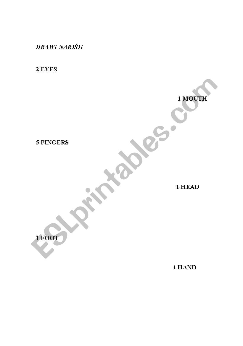 BODY PARTS worksheet