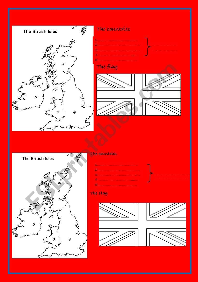 The British Isles - map and flag
