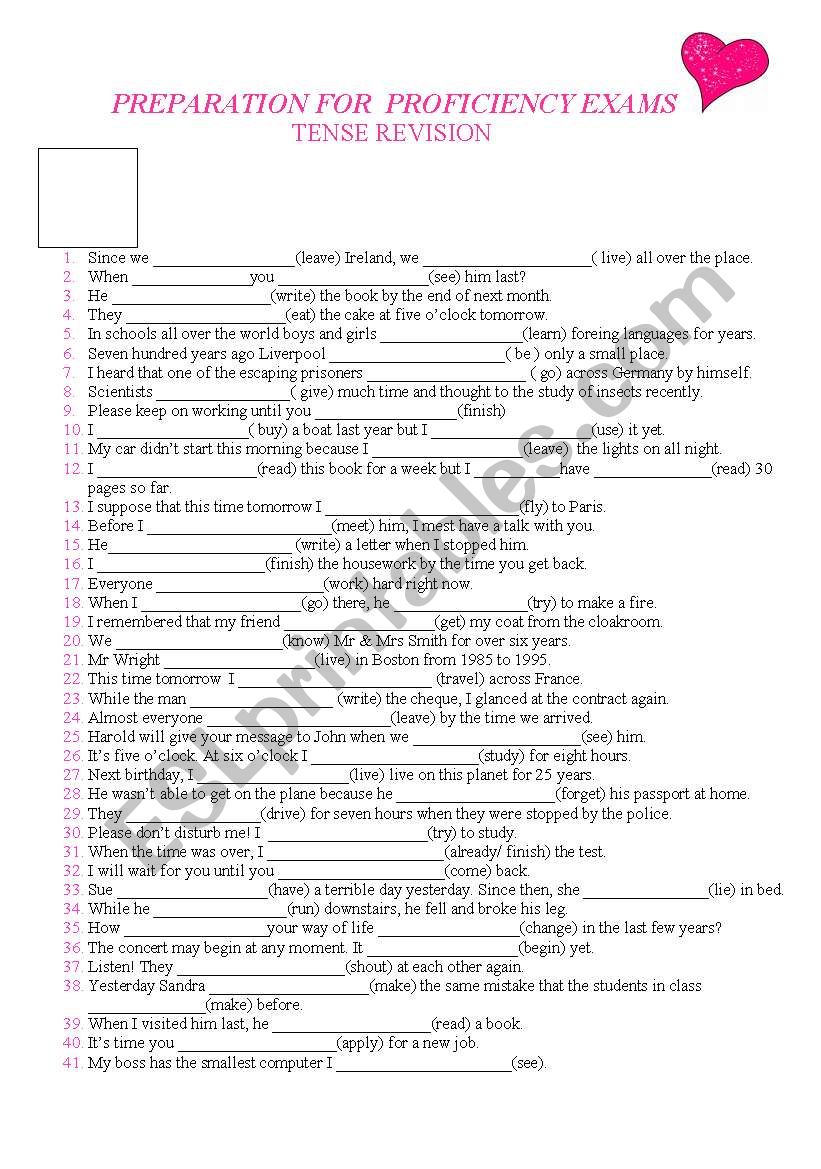 TENSES    -   REVISION OF ALL TENSES (180 Questions)