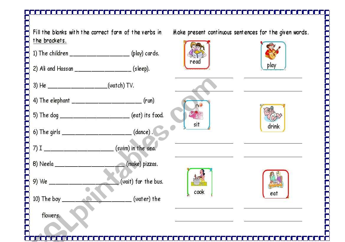 present continuous worksheet