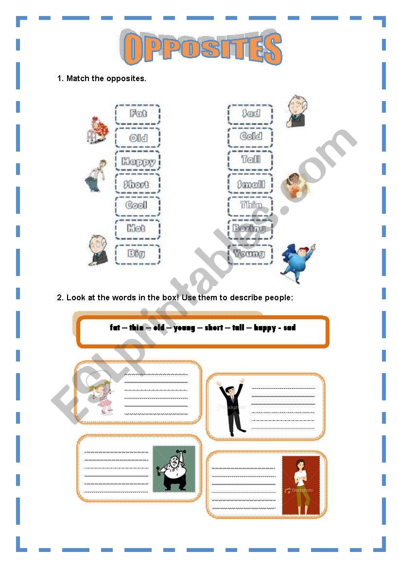 Opposites worksheet