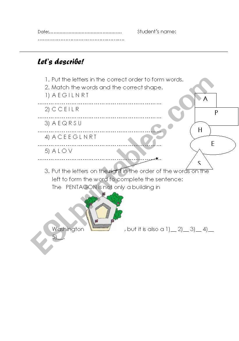 The Shapes worksheet