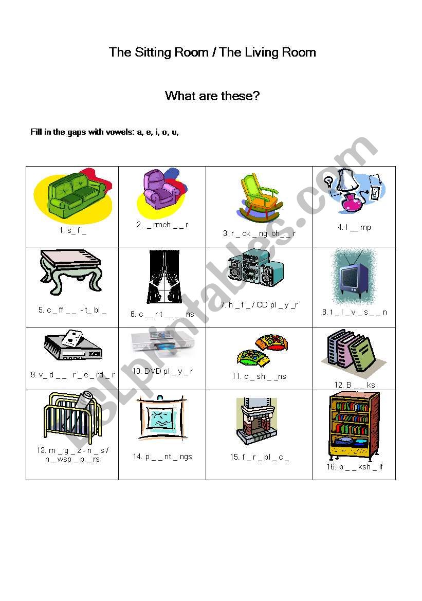 Living Room - Vocabulary worksheet