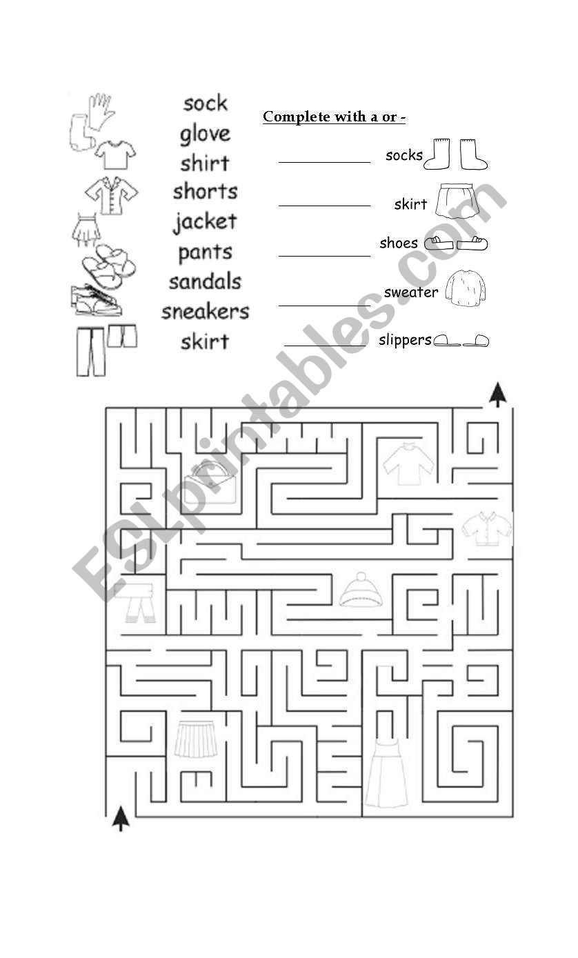 clothes worksheet