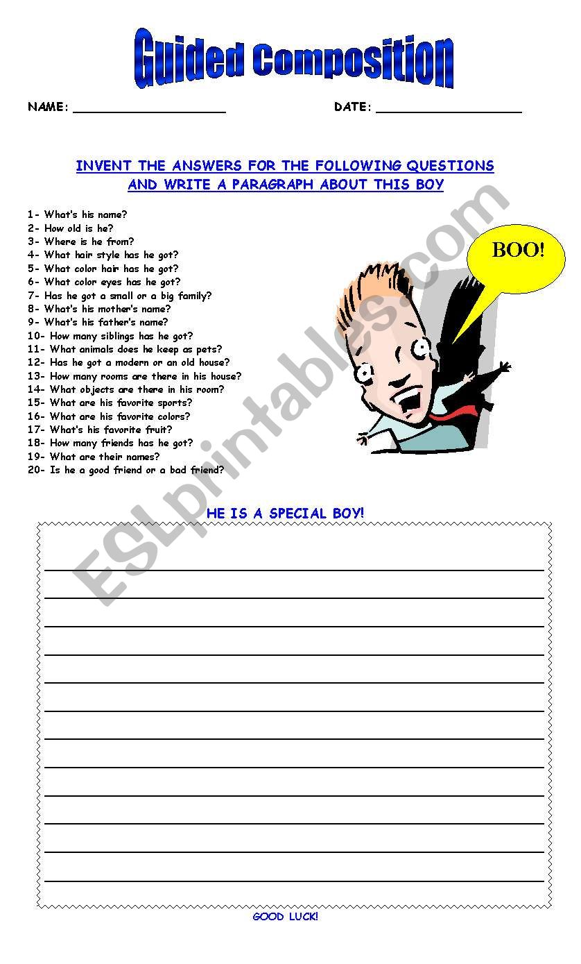 GUIDED COMPOSITION BOY worksheet