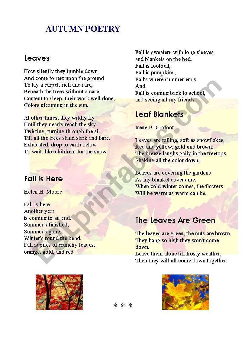 Autumn poetry) worksheet
