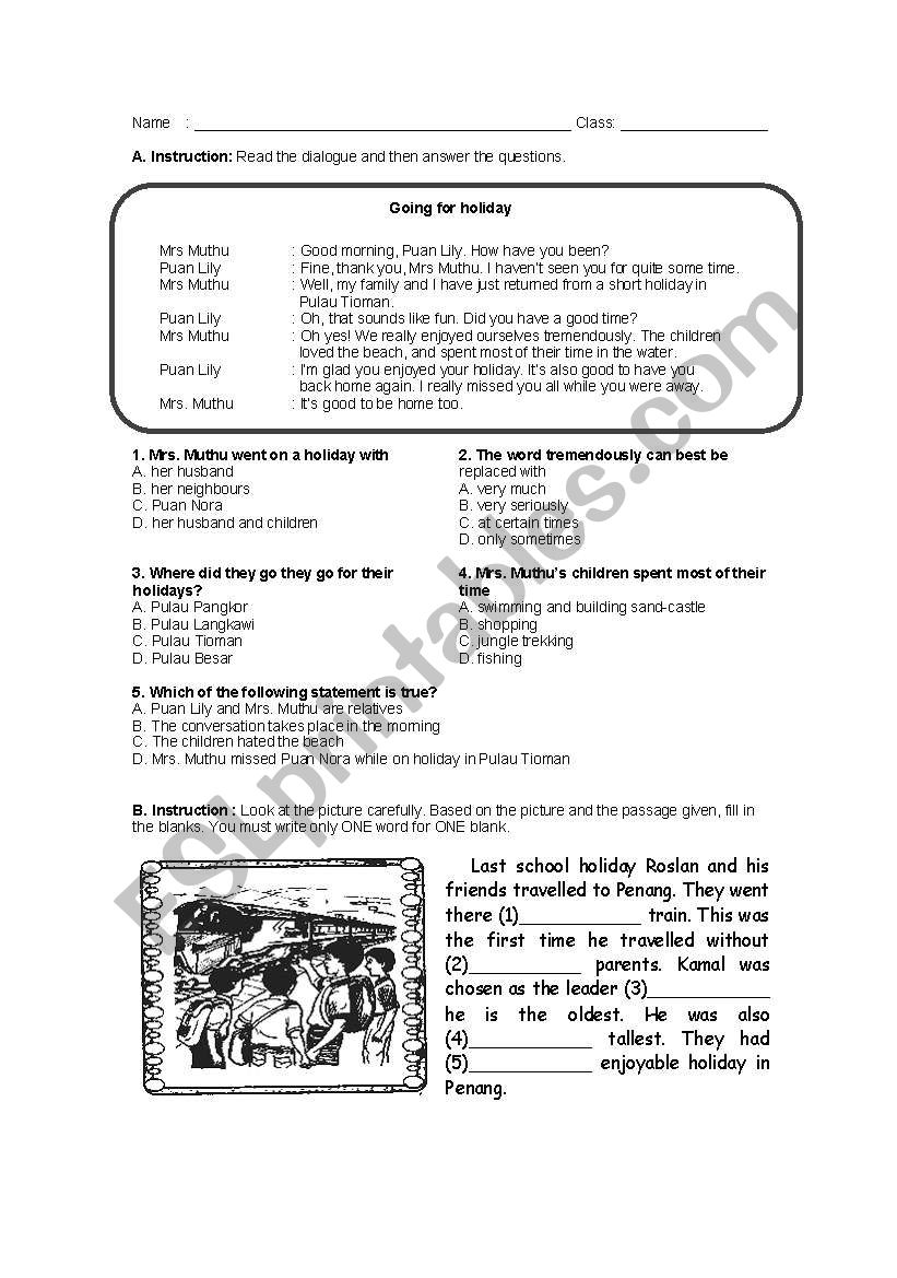 Going For Holidays worksheet