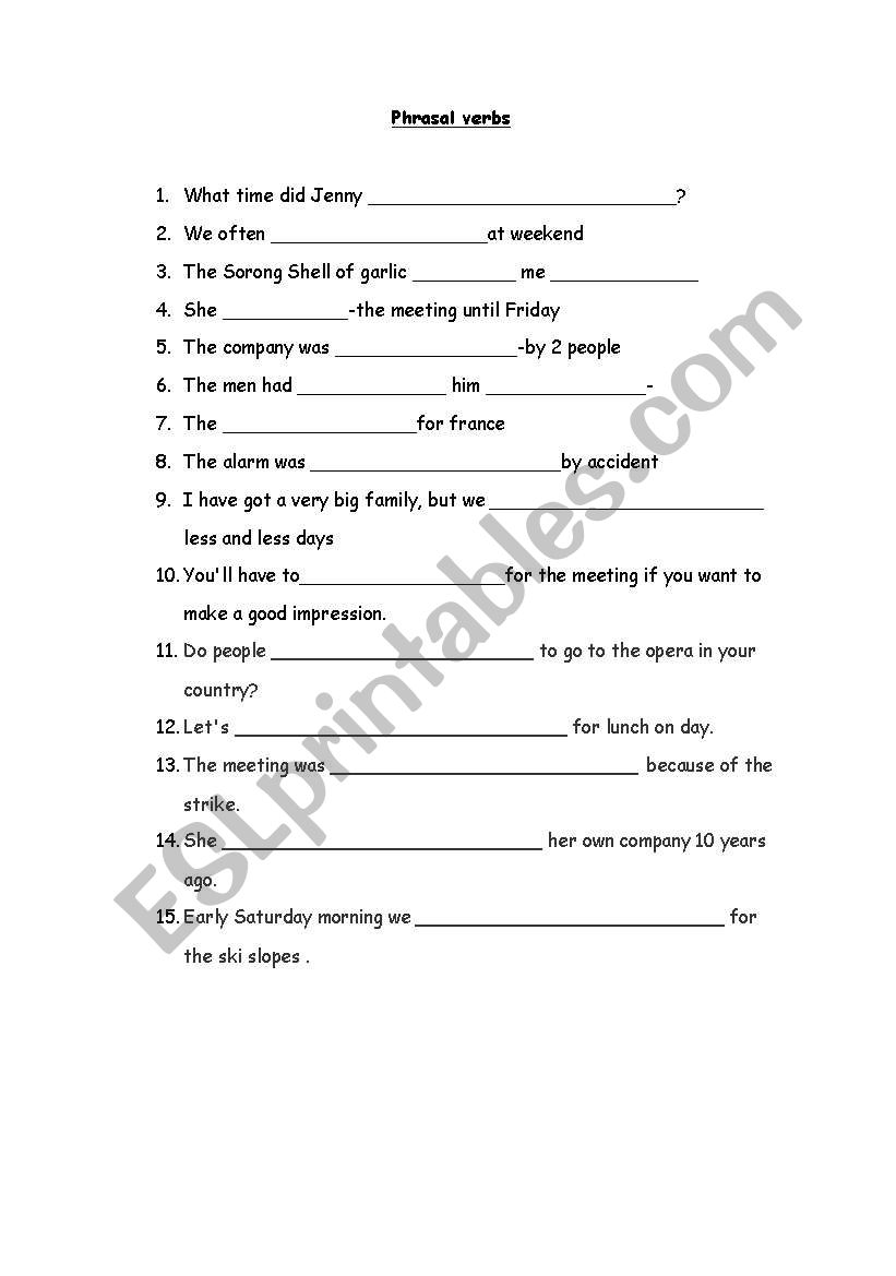 phrasal verbs worksheet