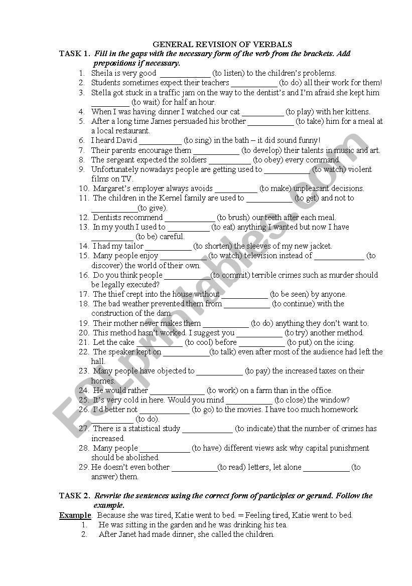 infinitive or gerund? worksheet