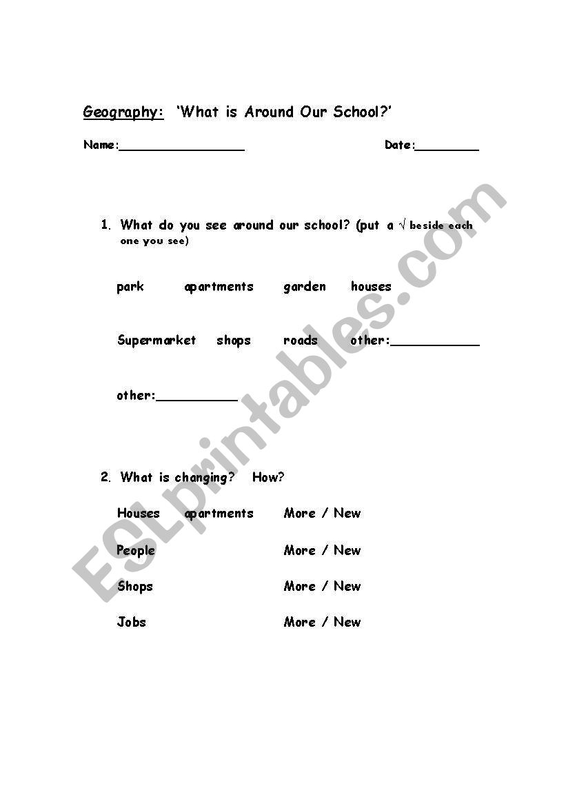 Geography worksheet