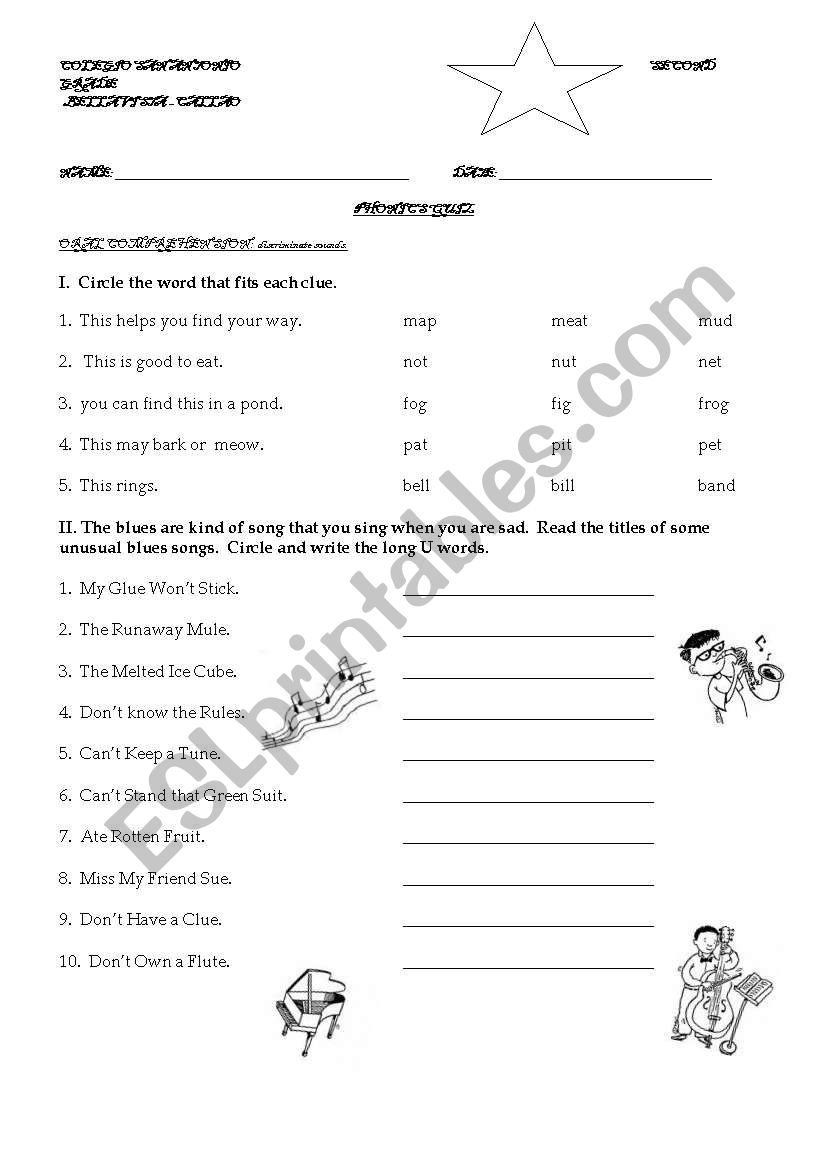 Phonics worksheet