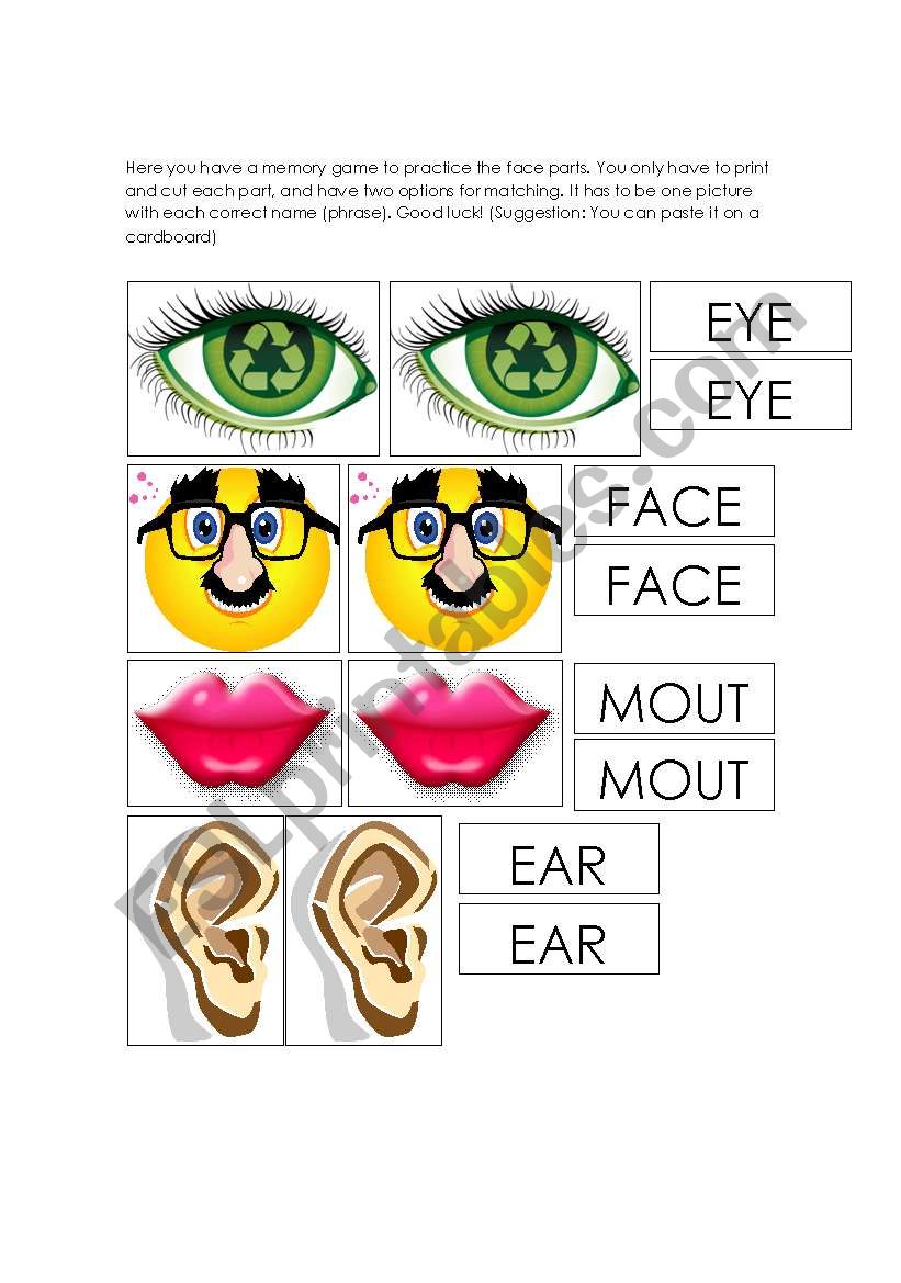 Memory Game worksheet