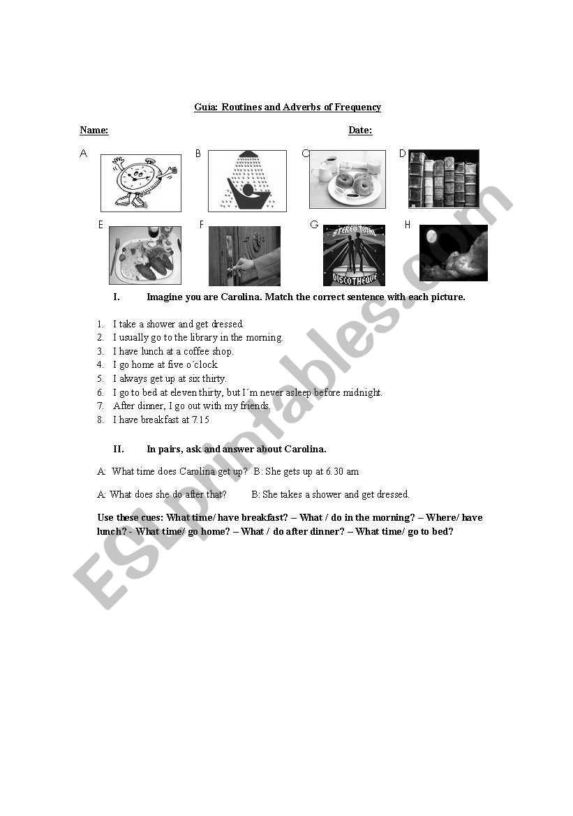 Adverbs of Frequency handout worksheet