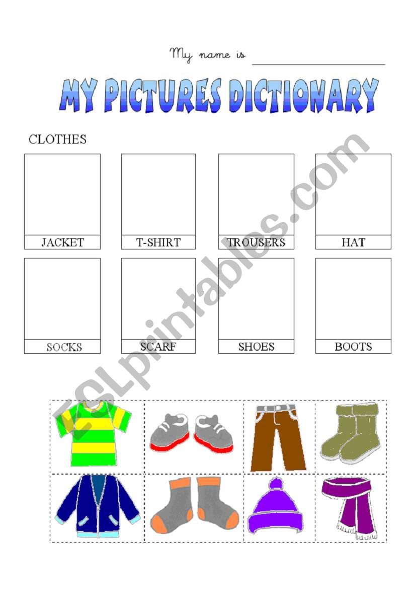 Clothes-dictionary worksheet