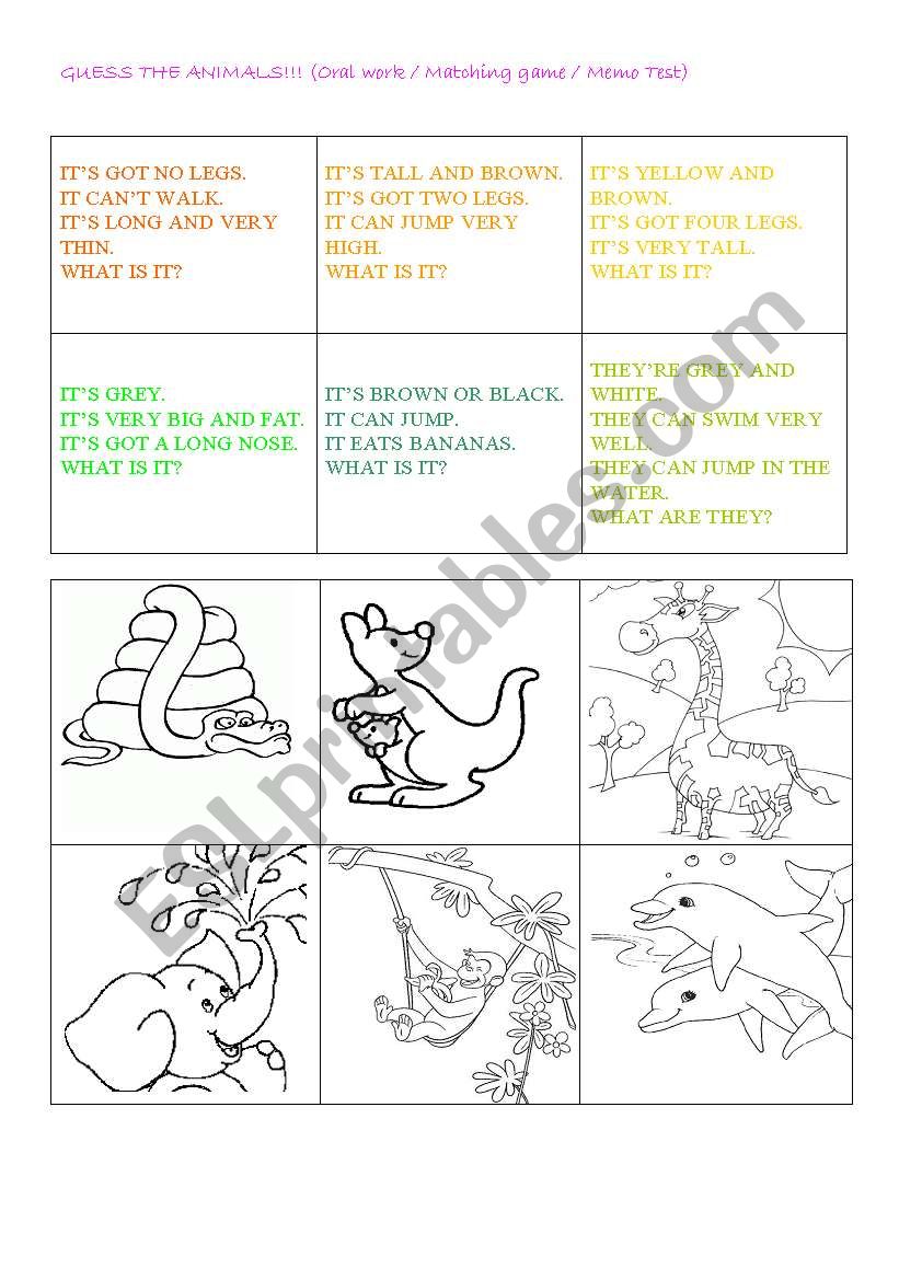 Animals and their abilities worksheet