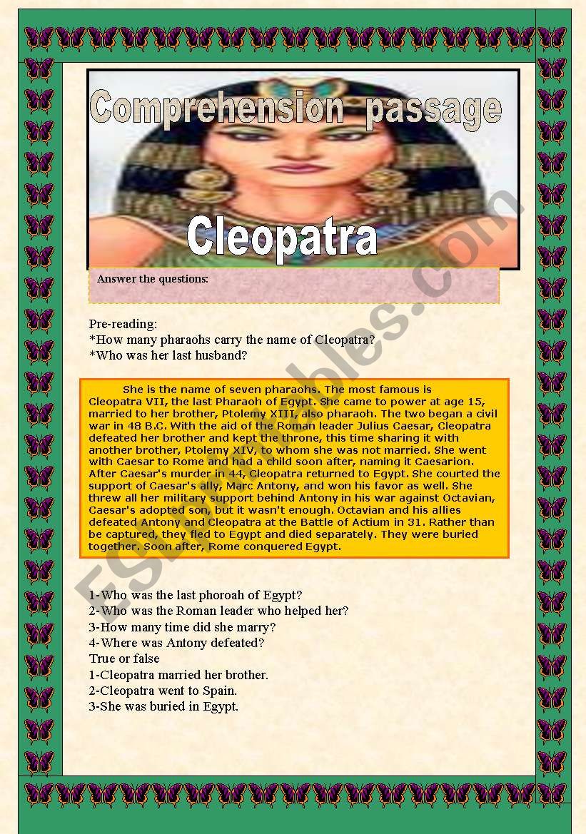 Reading comprehension(Cleopatra)