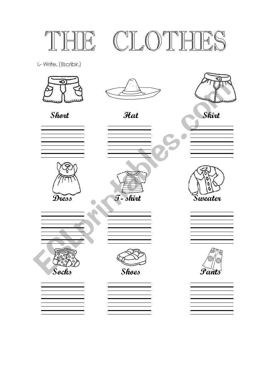 The  clothes worksheet