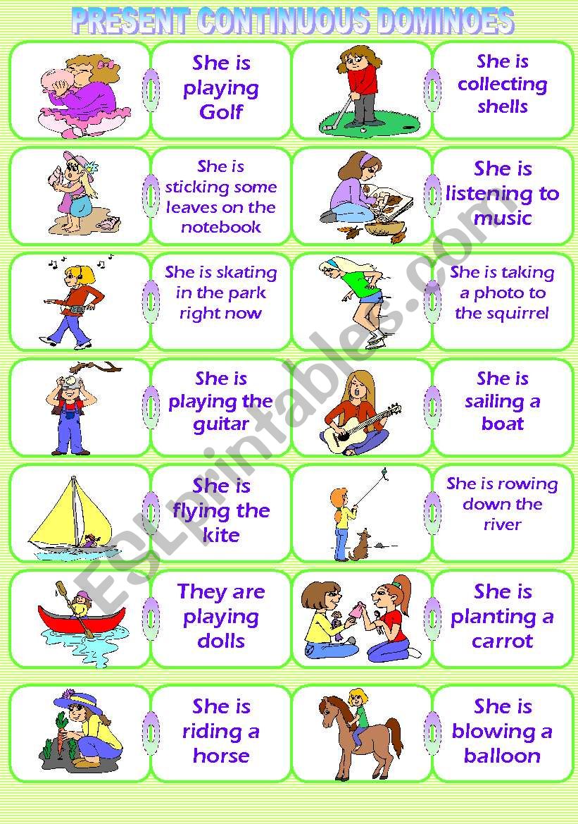 PRESENT CONTINUOUS DOMINOES. PART 1