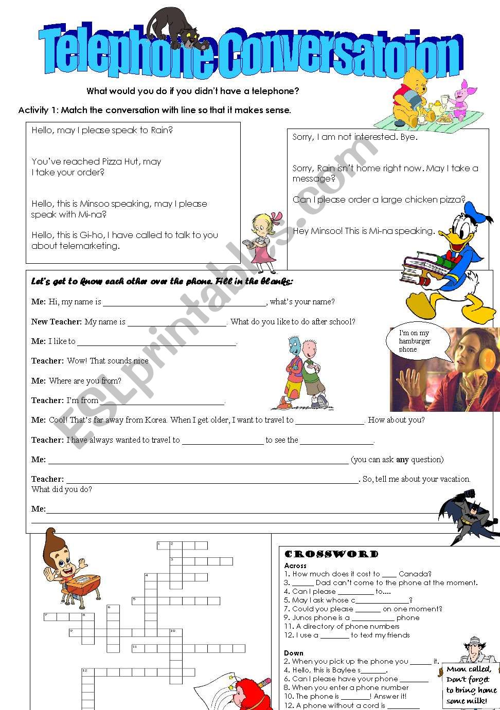 Telephone Intro worksheet