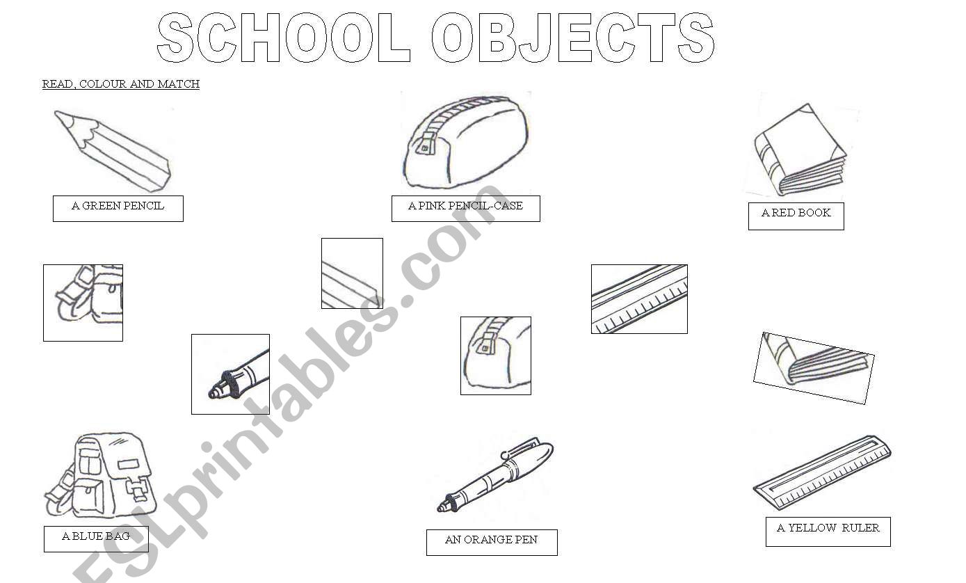 read, colour and match worksheet