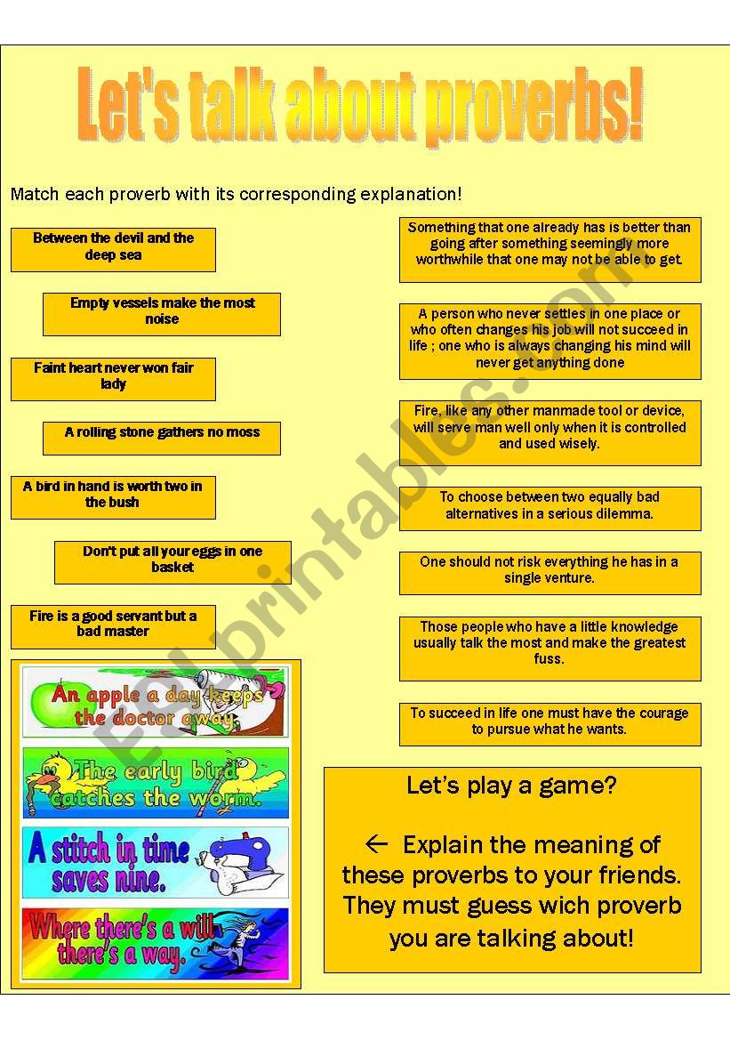 Lets talk about proverbs! worksheet