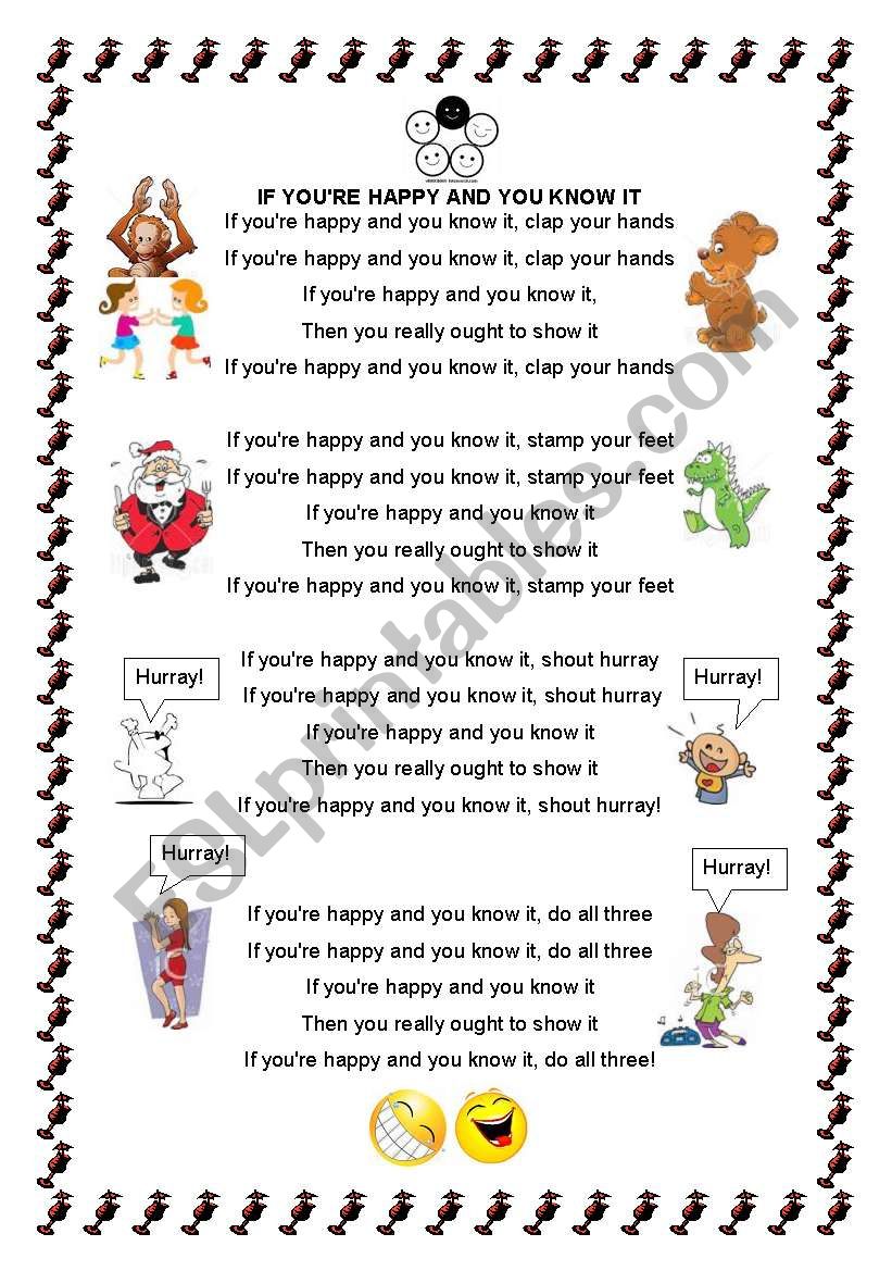 IF YOU ARE HAPPY - SONG worksheet