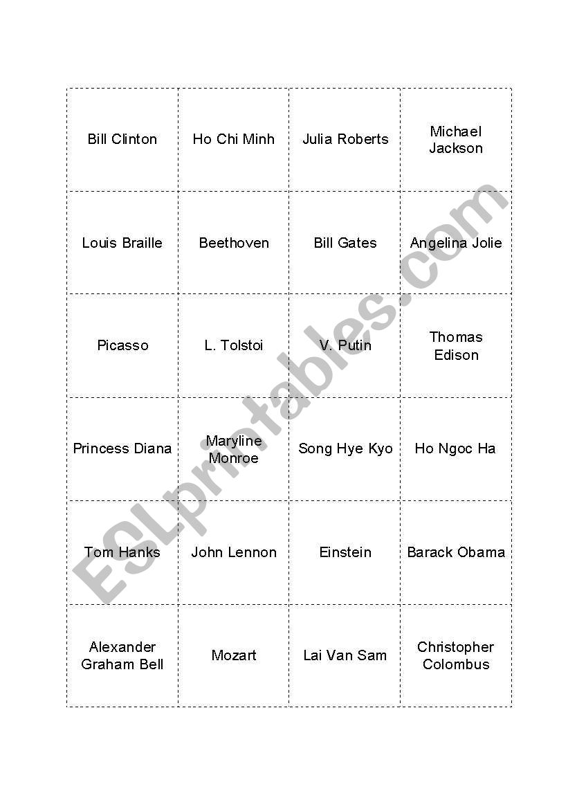 Famous people worksheet