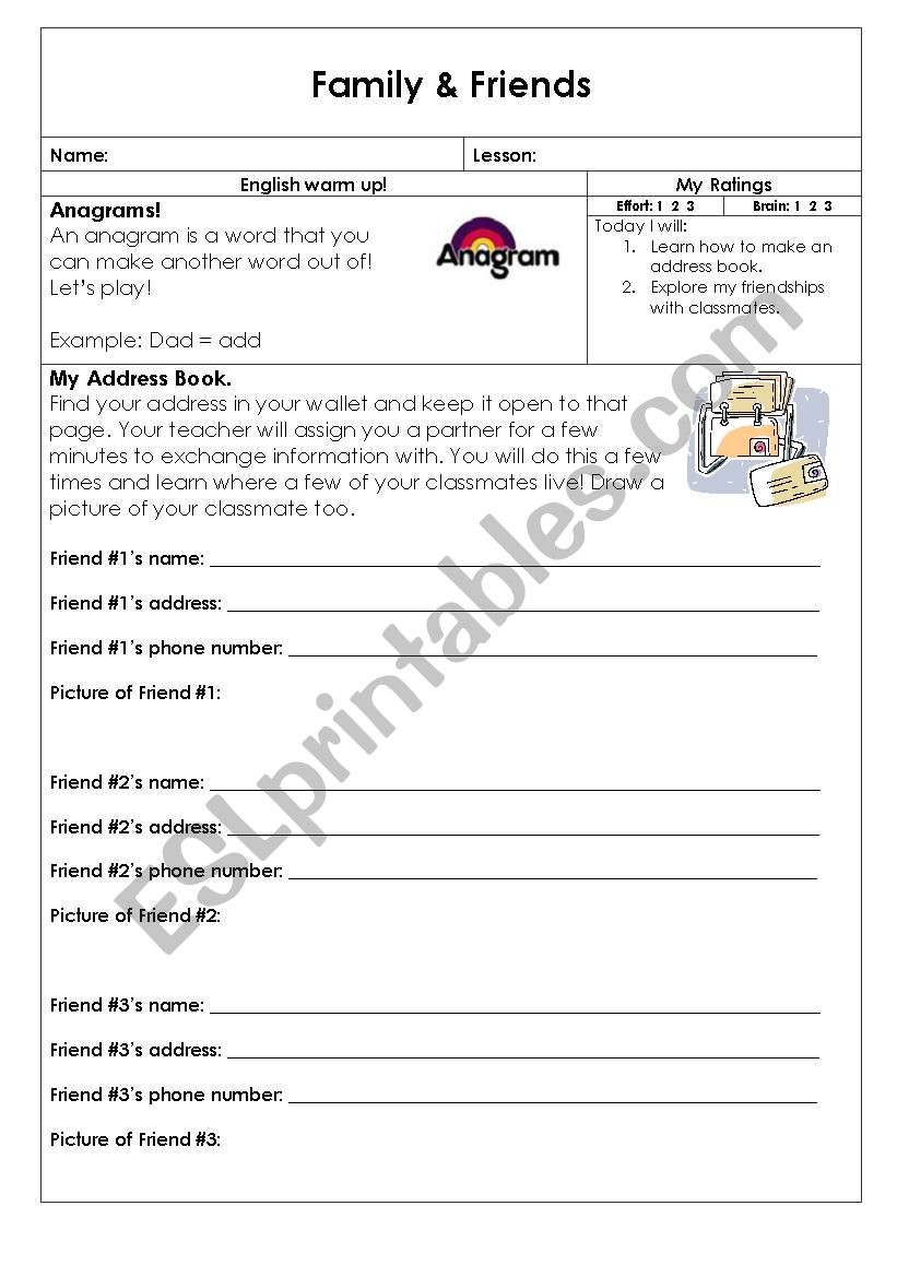 Family & Friends worksheet