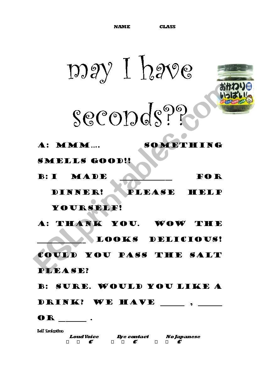 May I have seconds 2nd year role play