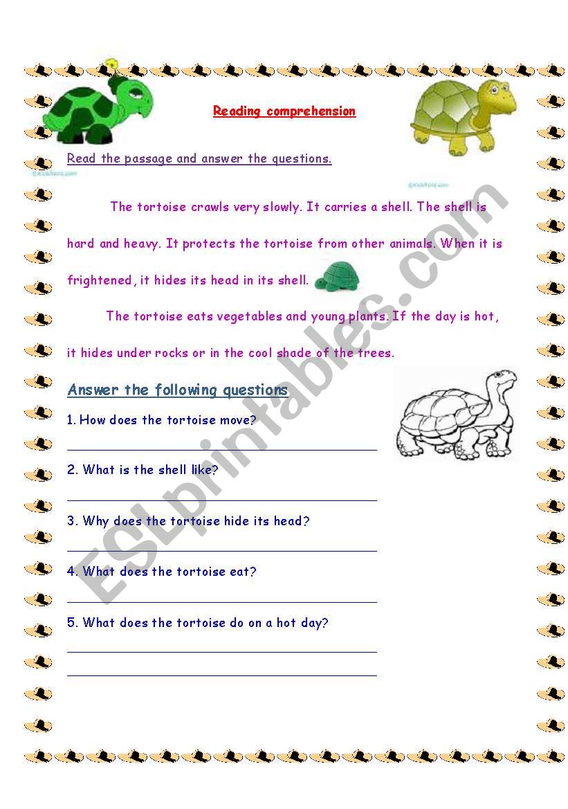 Reading comprehension worksheet