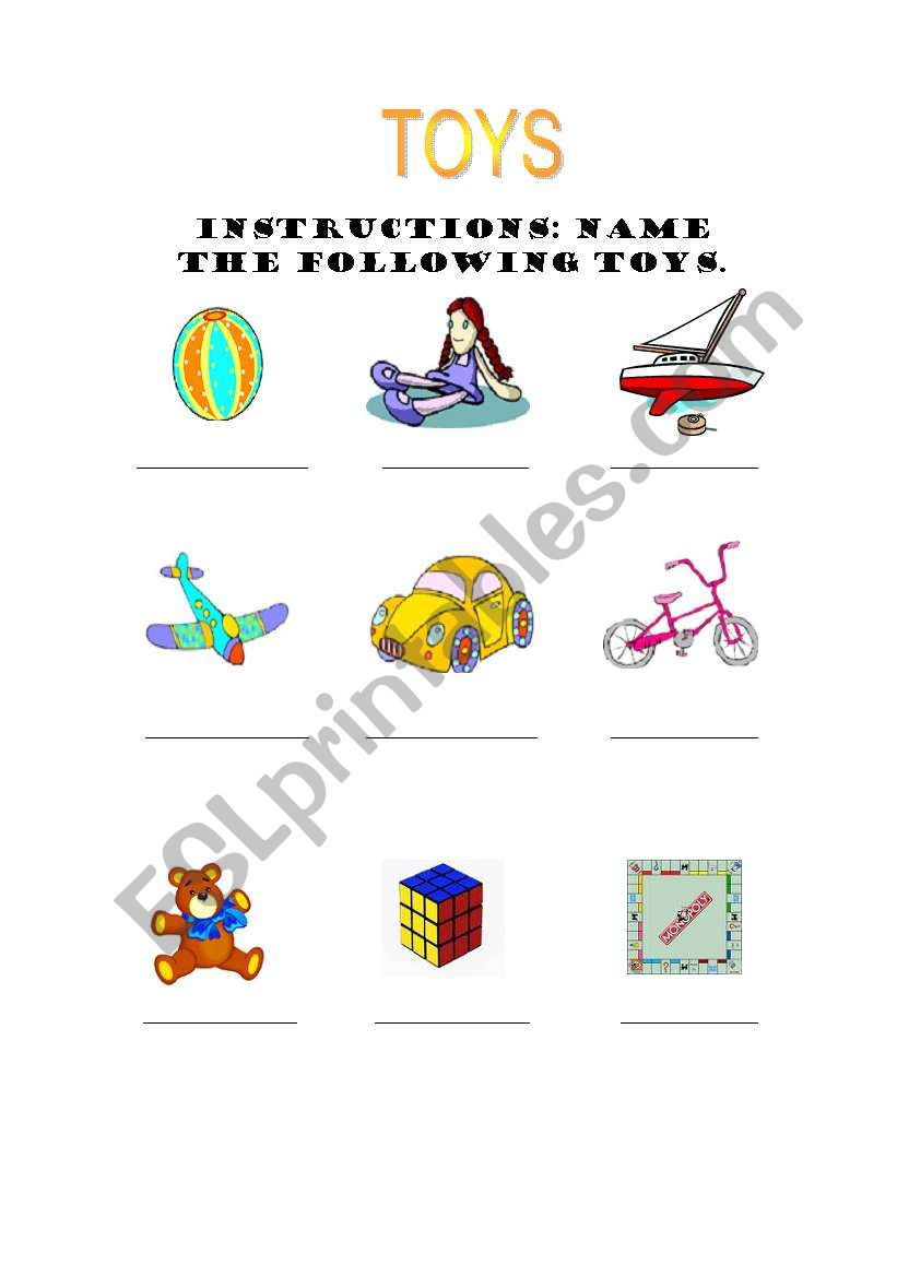 Toys worksheet