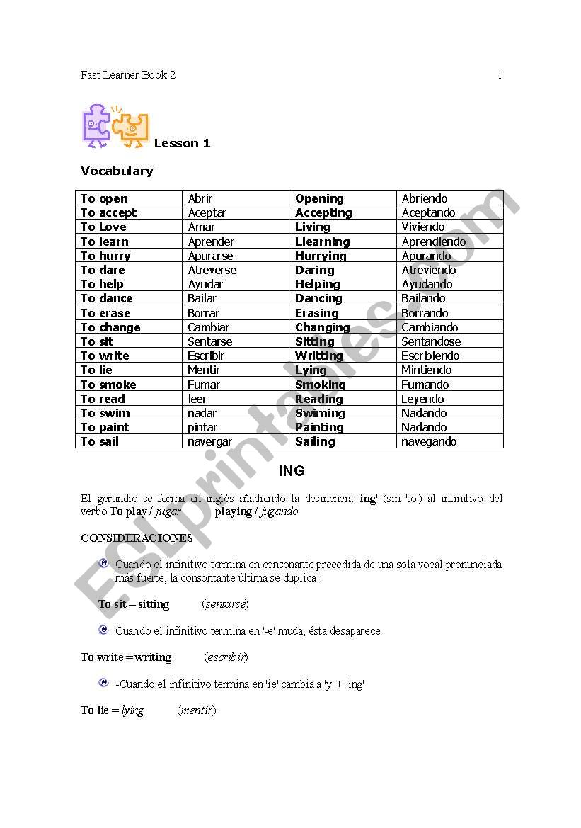 gerund worksheet